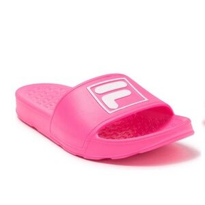 Fila Big Box Logo Slide Sandals Neon Pink Sz 10